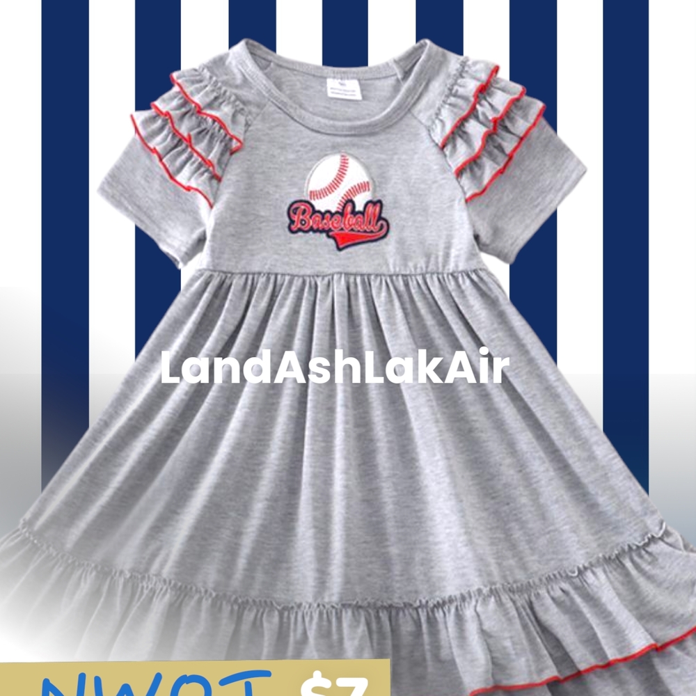 Gray Baseball Kids Casual Dress